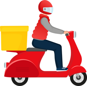 Fast delivery in flat style. Food delivery service. The cour