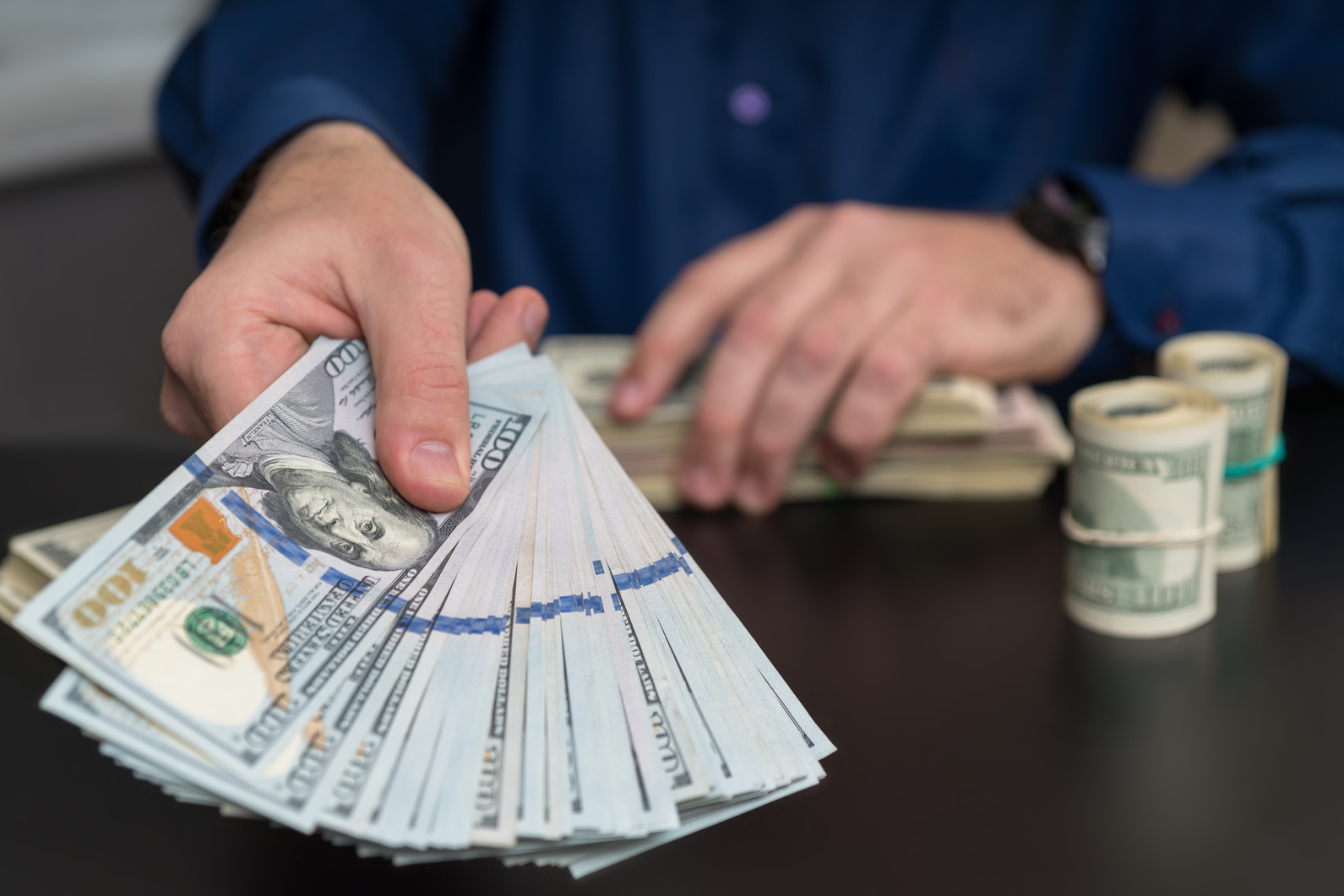 Businessman Making a Payment or Bribe